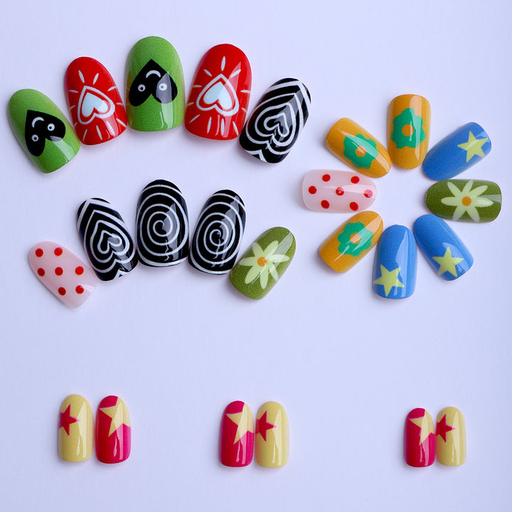 Artificial nails with colorful and creative designs Bowlift