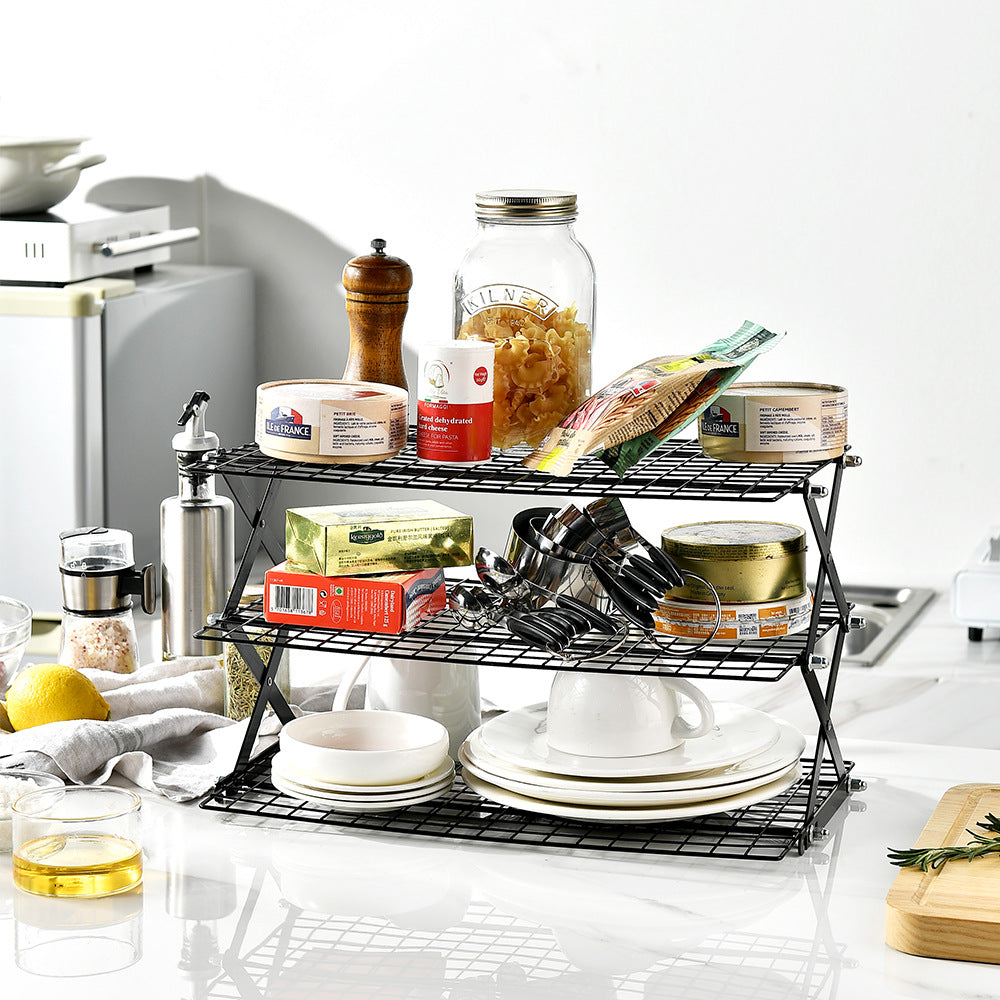 Foldable Kitchen Rack Made of Sturdy Metal Grid Bowlift