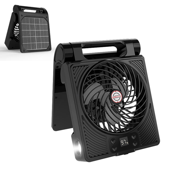 Unisex portable folding rechargeable battery fan with LED flashlight and solar charging function Bowlift