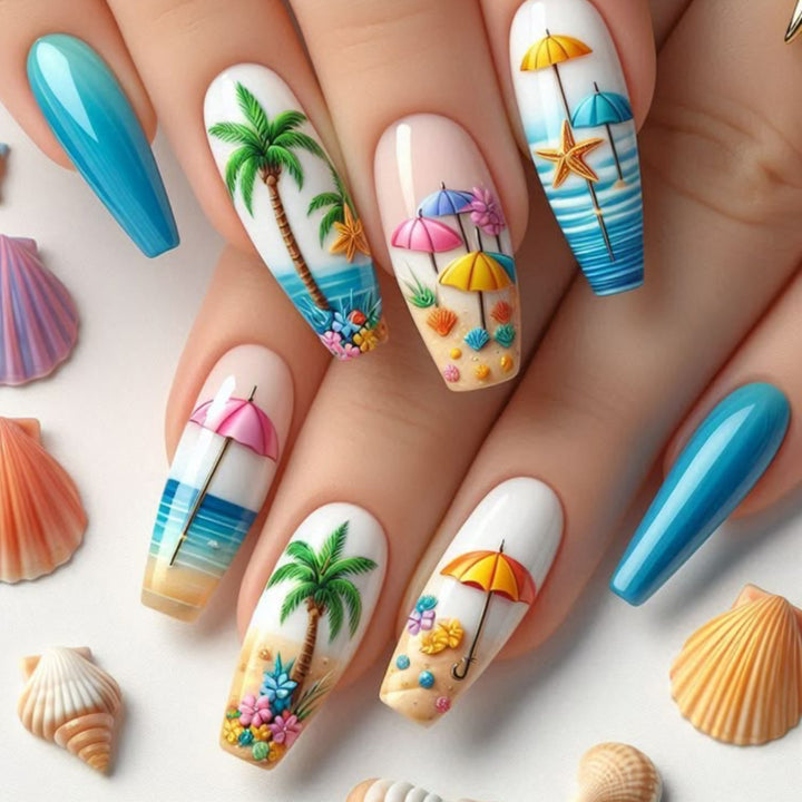 Tropical Beach-Inspired Nail Art Extensions Bowlift