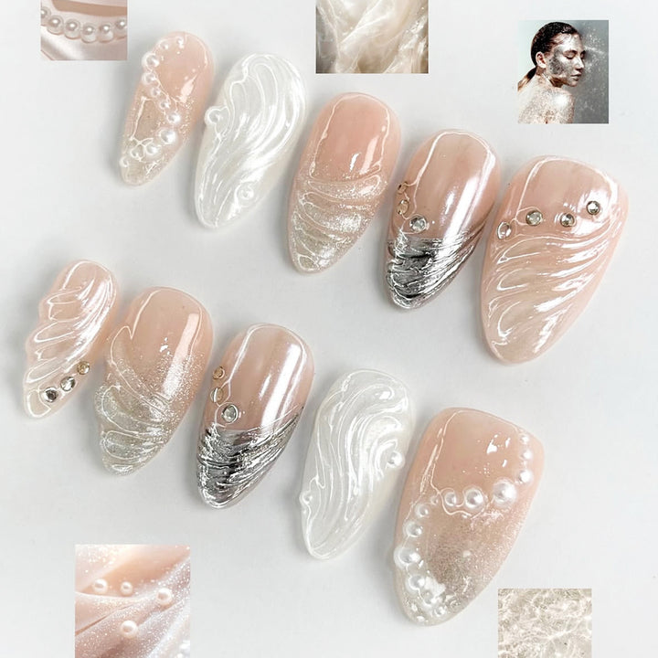 Elegant Rhinestone Artificial Nails Bowlift