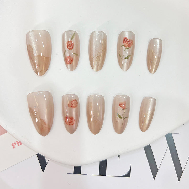 Artful acrylic nails in floral design Bowlift