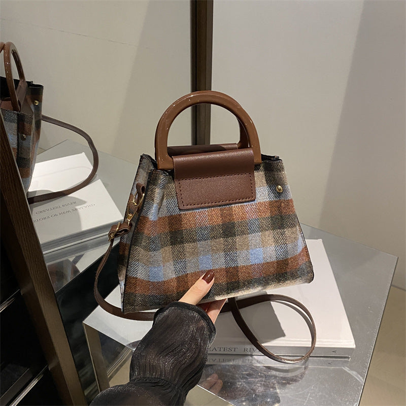 Plaid Structured Mini Handbag Bowlift