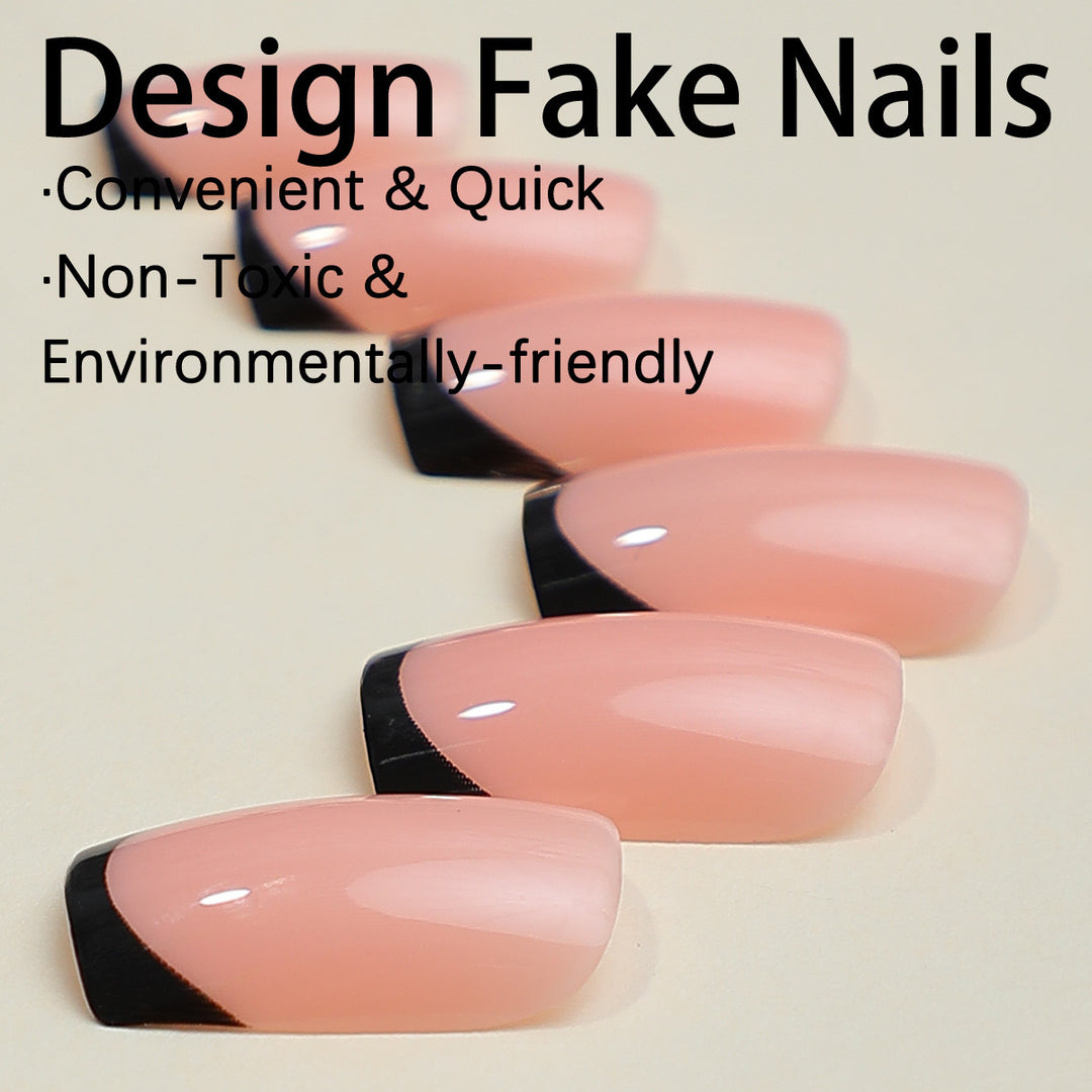 Artificial nail set with elegant French tip design and modern accents Bowlift