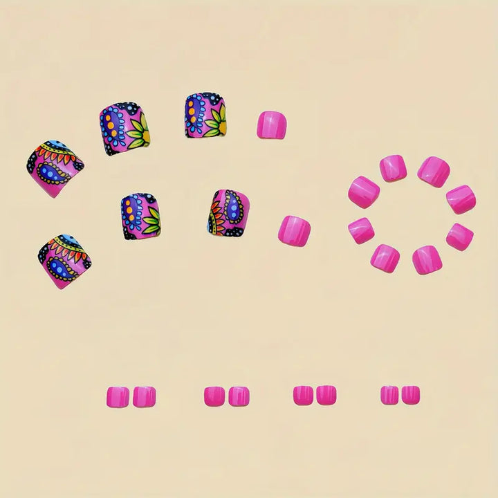 Artificial nail set with colorful mandala design Bowlift