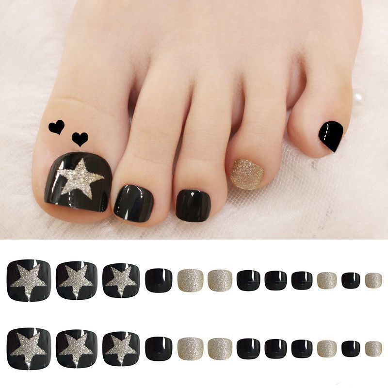 Stylish Rhinestone-Accented Press-On Toenail Set Bowlift