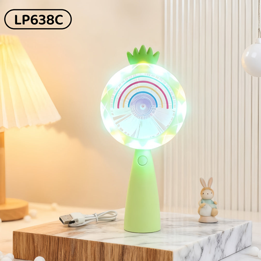 Women Portable USB Hand Fan with LED Lighting Bowlift