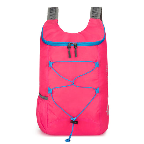 Women’s foldable lightweight day backpack with elastic front drawstring and side mesh pockets Bowlift