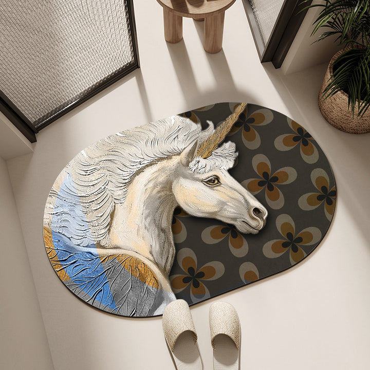 Artistic Horse-Themed Bath Mat Bowlift