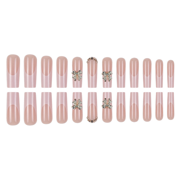 Elegant Stiletto Press-On Nails with Gold Floral Accents Bowlift