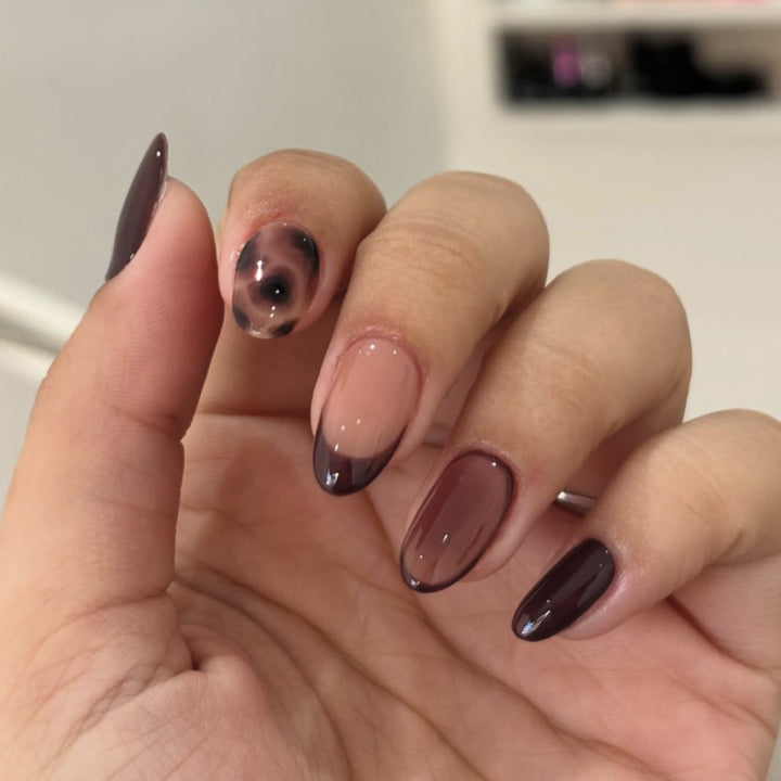 Elegant Artificial Nails in Fashionable Mink Brown Color Bowlift