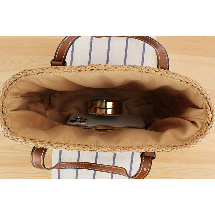 Handbag Made of Handwoven Braid with Sturdy Leather Handles Bowlift