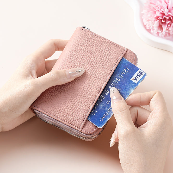 Multi-Functional Zippered Leather Wallet