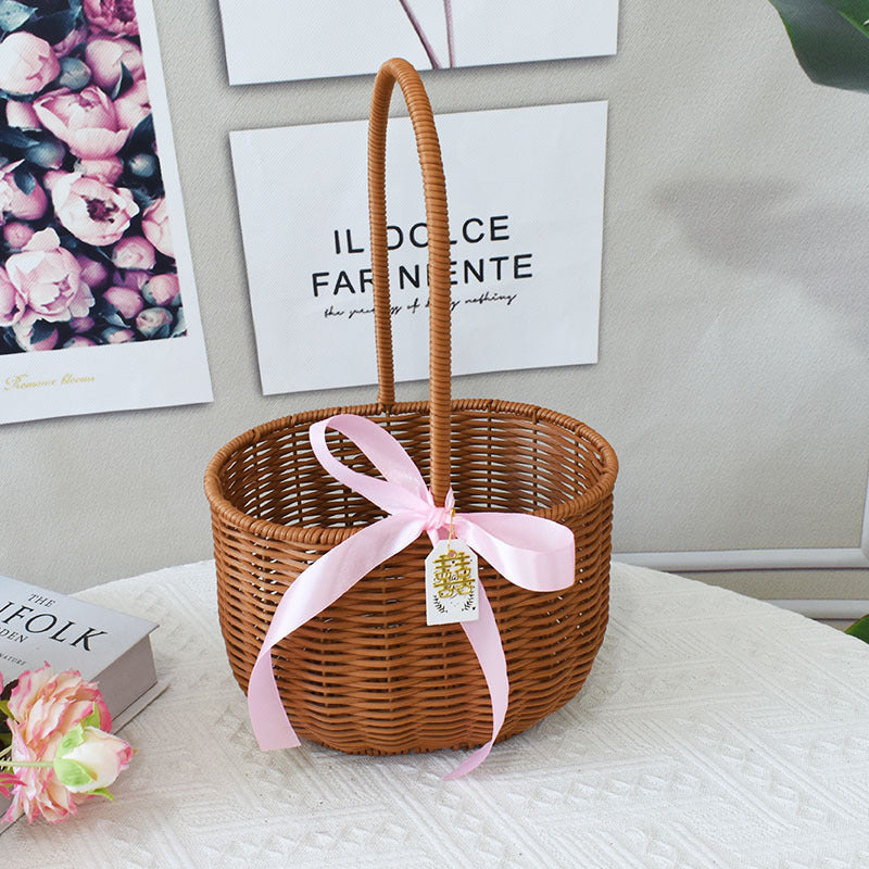 Elegant Handcrafted Rattan Tote Basket Bowlift