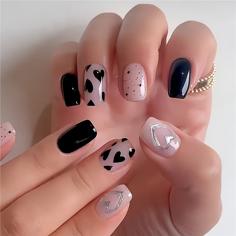 Artistic Heart-Themed Press-On Nail Set Bowlift