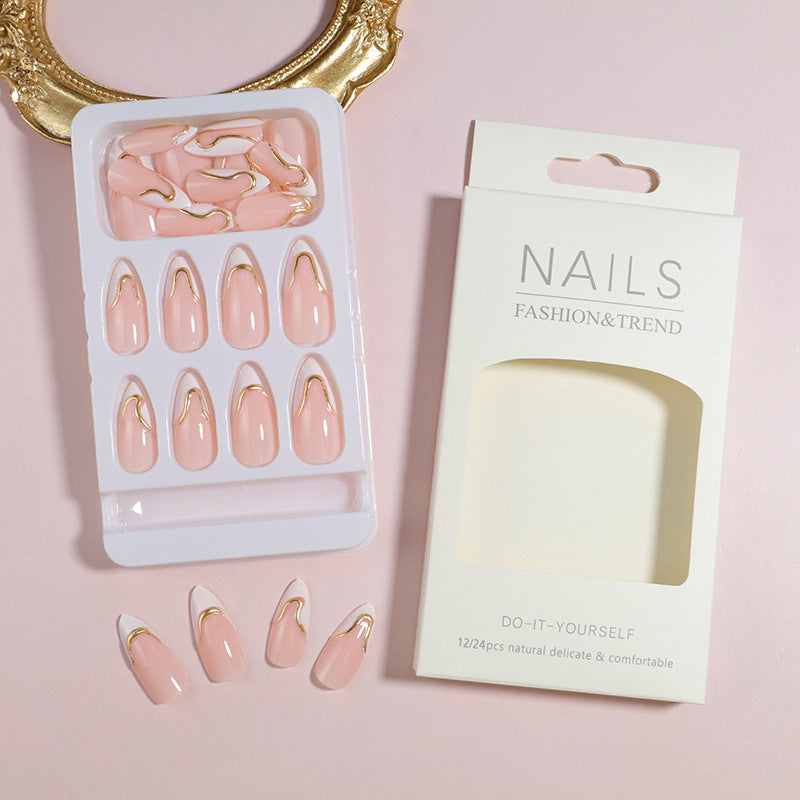 DIY Press-On Nail Set with Elegant Gold Accents Bowlift
