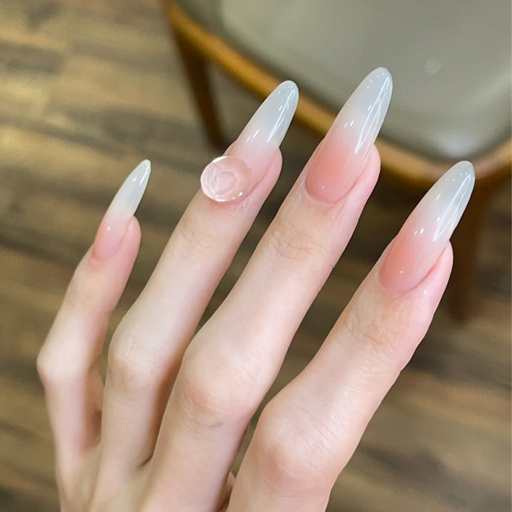 Long Stiletto Press-On Nails Set with Elegant Ombre Design Bowlift