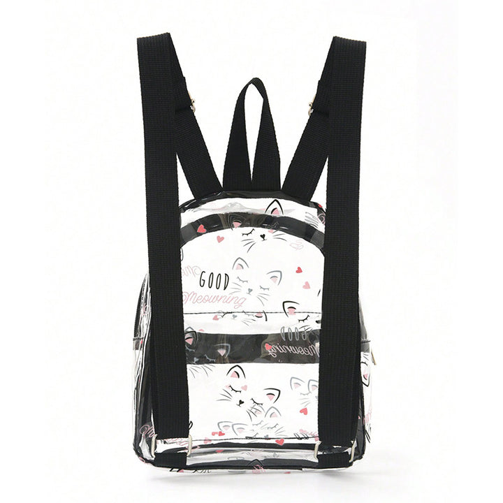 Women's Transparent Backpack with Cat Design Bowlift