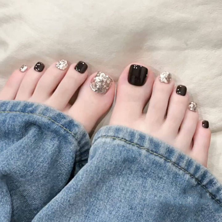 Decorative Press-On Pedicure Nail Set Bowlift