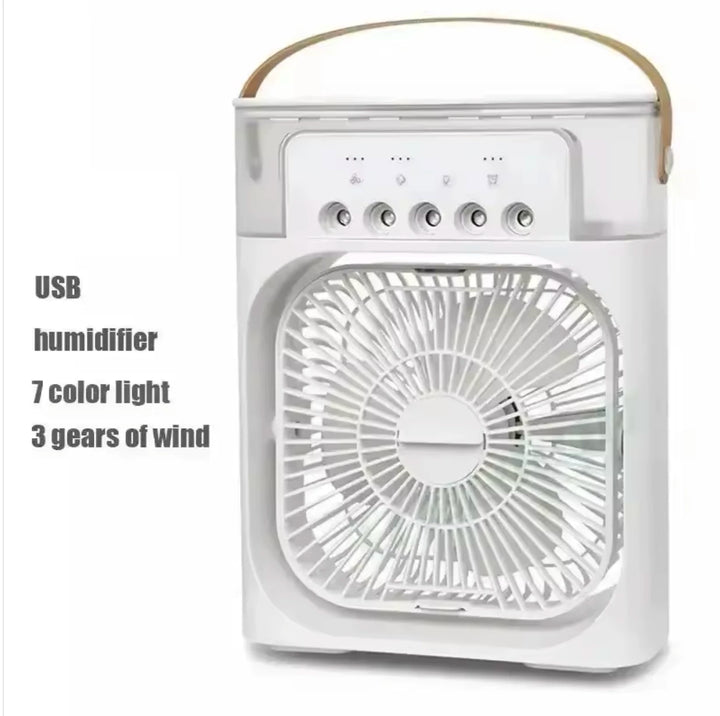 Unisex One Size portable USB humidifying fan with three speed settings and seven color LED Bowlift