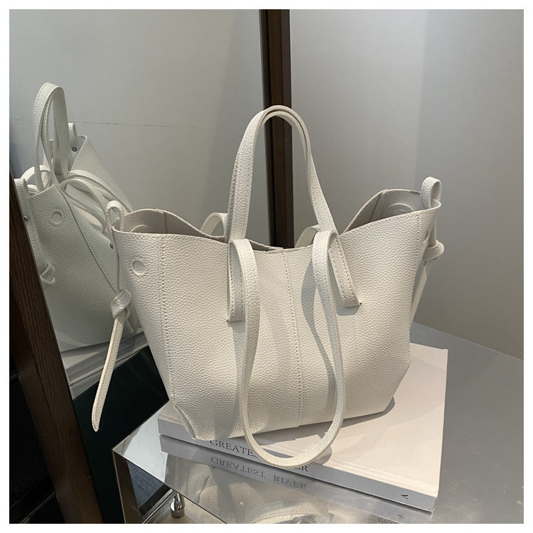 Textured Leather Everyday Tote Bag Bowlift