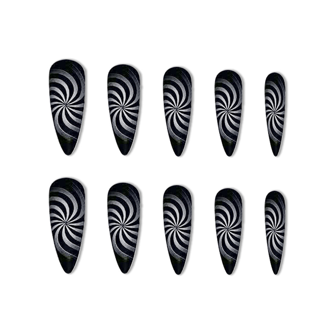 Artistic Spiral Design Nail Enhancements Bowlift