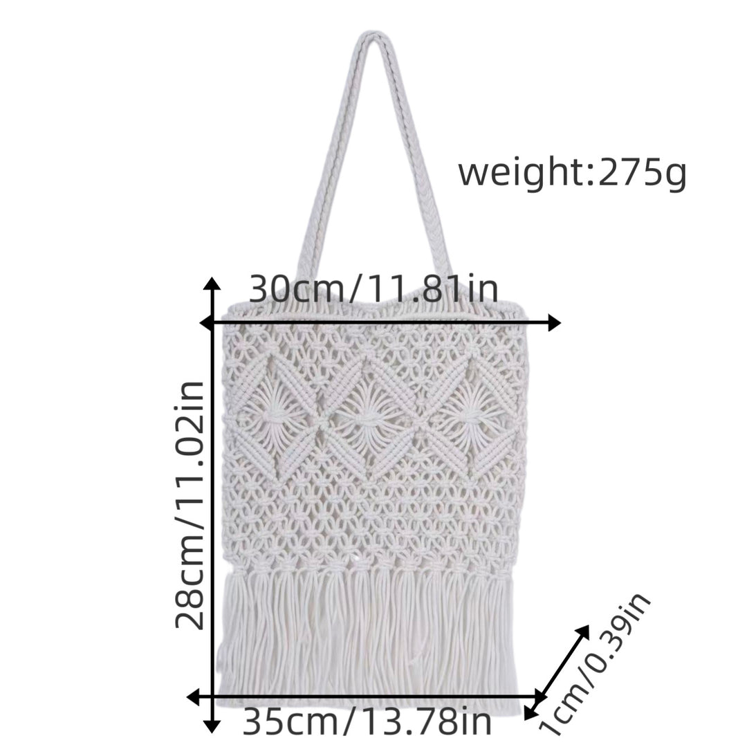 Macrame shoulder bag with fringed design Bowlift