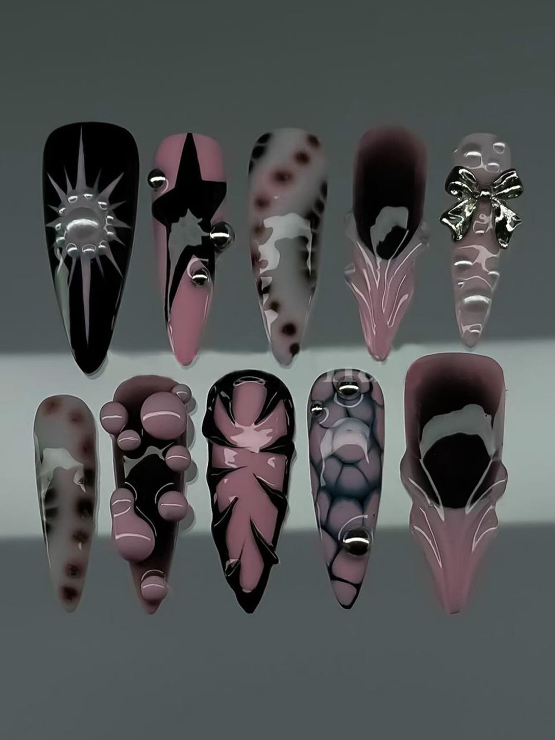 Ocean-Inspired 3D Decorative Press-On Nail Set Bowlift