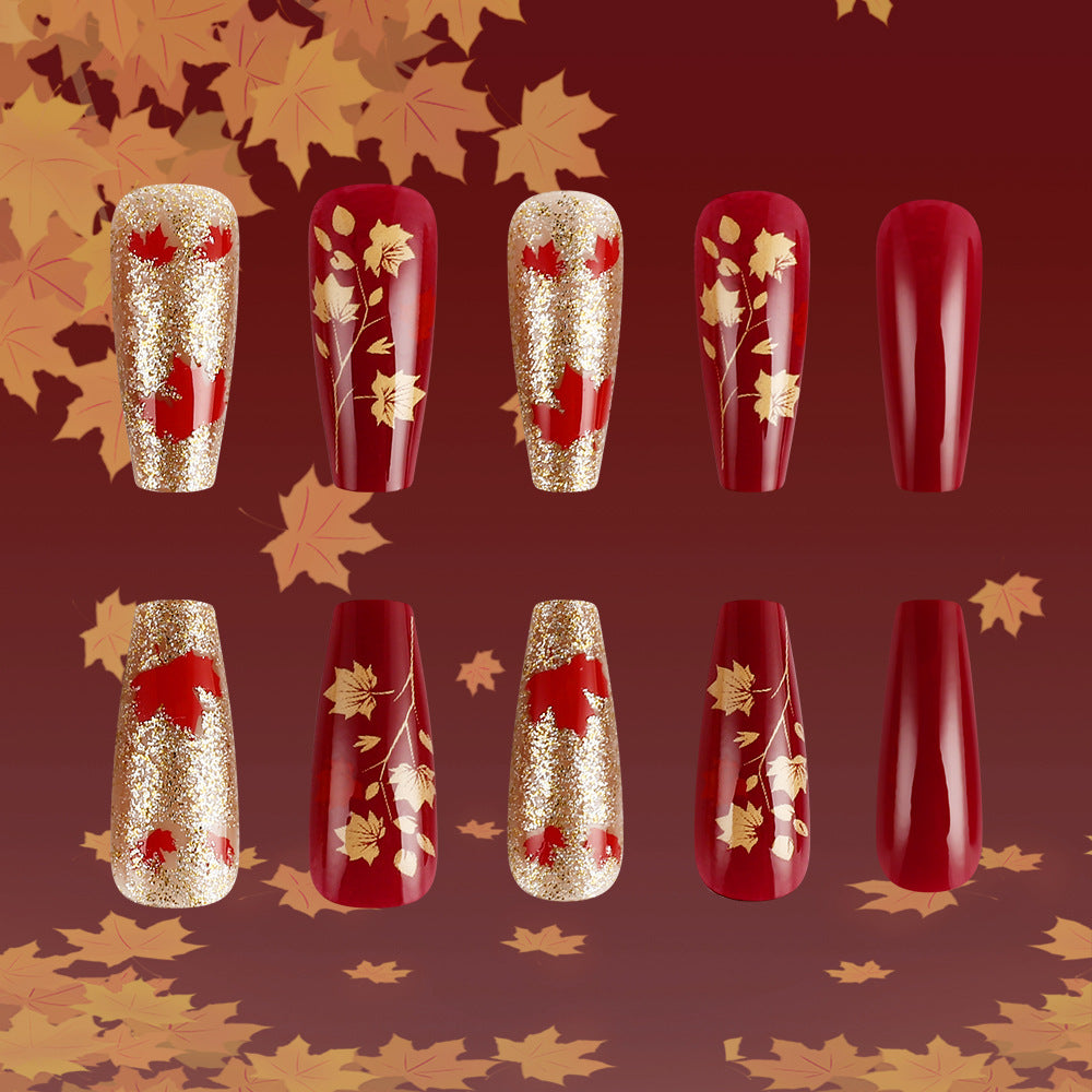 Artistic Fall-Themed Press-On Nail Art Bowlift