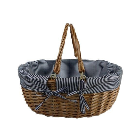 Women braided basket with striped inner lining Bowlift