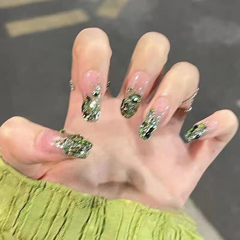 Glittering artificial nails in modern design Bowlift