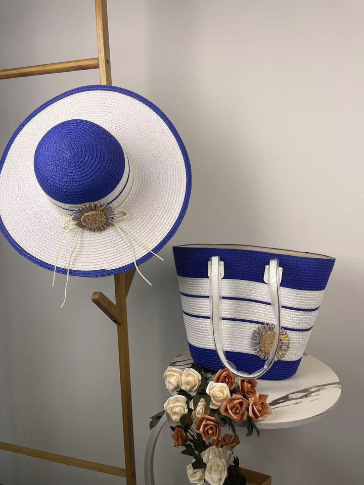 Elegant Beach Bag with Matching Sun Hat Bowlift
