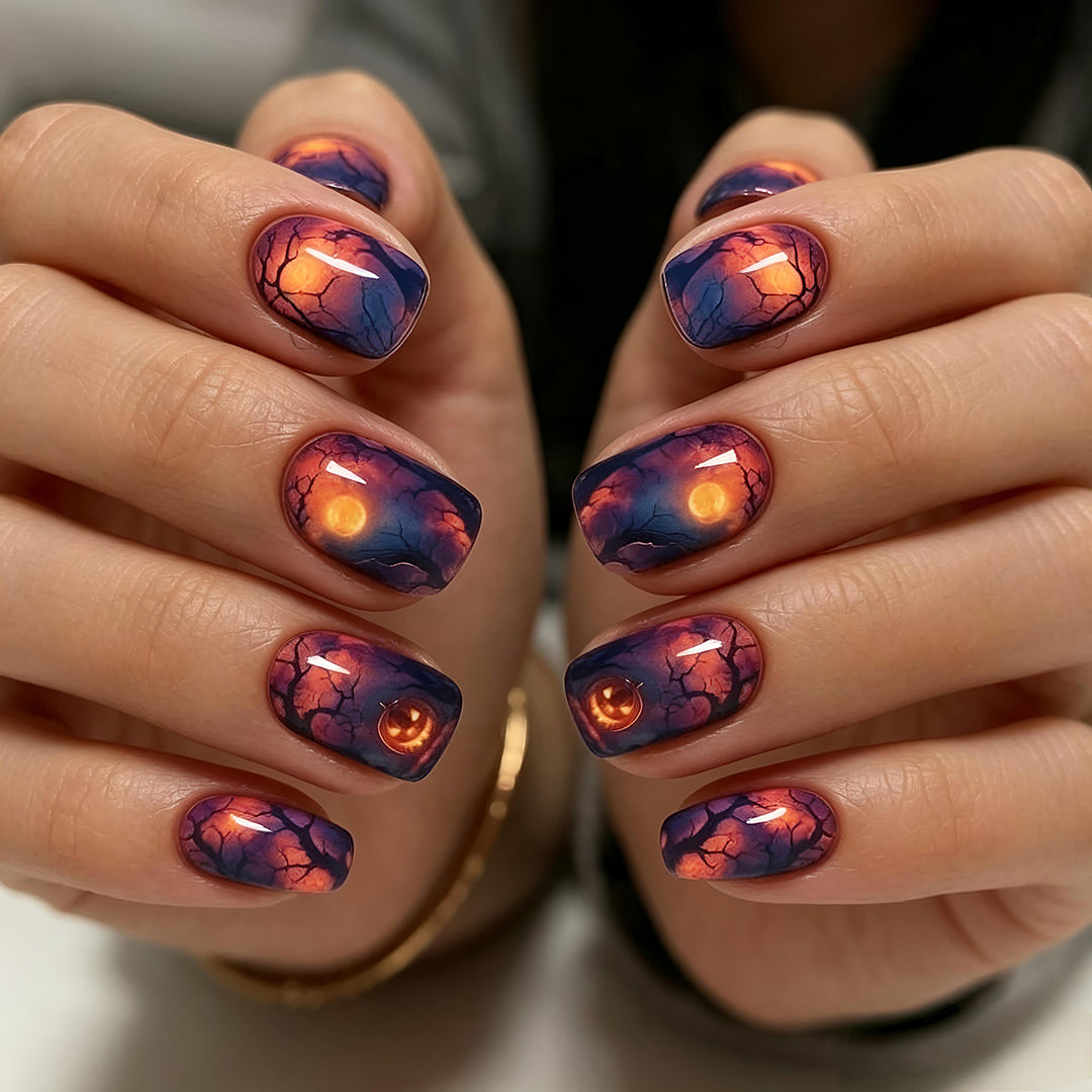 Creative artificial nails with celestial moon and star motif Bowlift