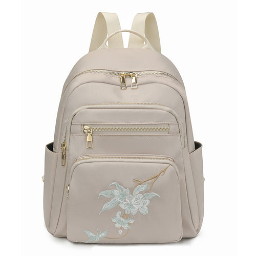 Embroidered Multi-Pocket Backpack