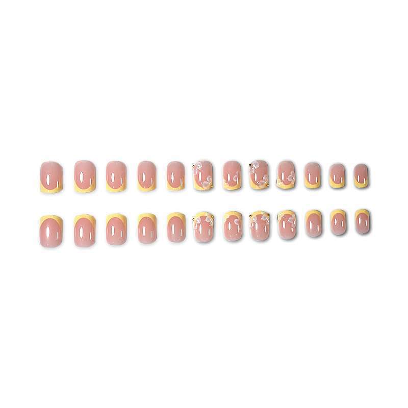 Decorative Press-On Nail Art Set with Floral Accents Bowlift