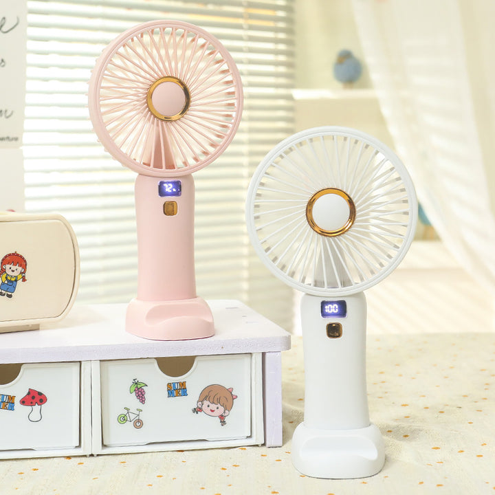 Women's Portable Table Fan with LED Temperature Display Bowlift