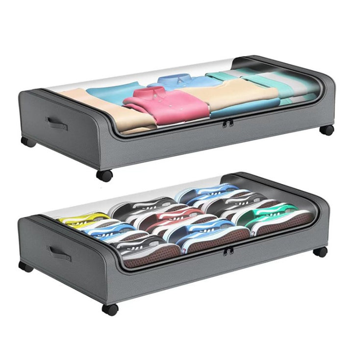 Storage box with wheels and transparent lid Bowlift