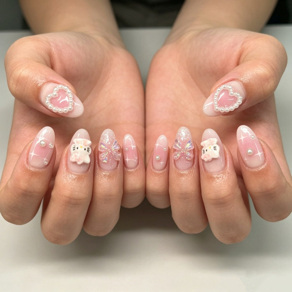 Heart and Character-Themed Artistic Press-On Nails Bowlift
