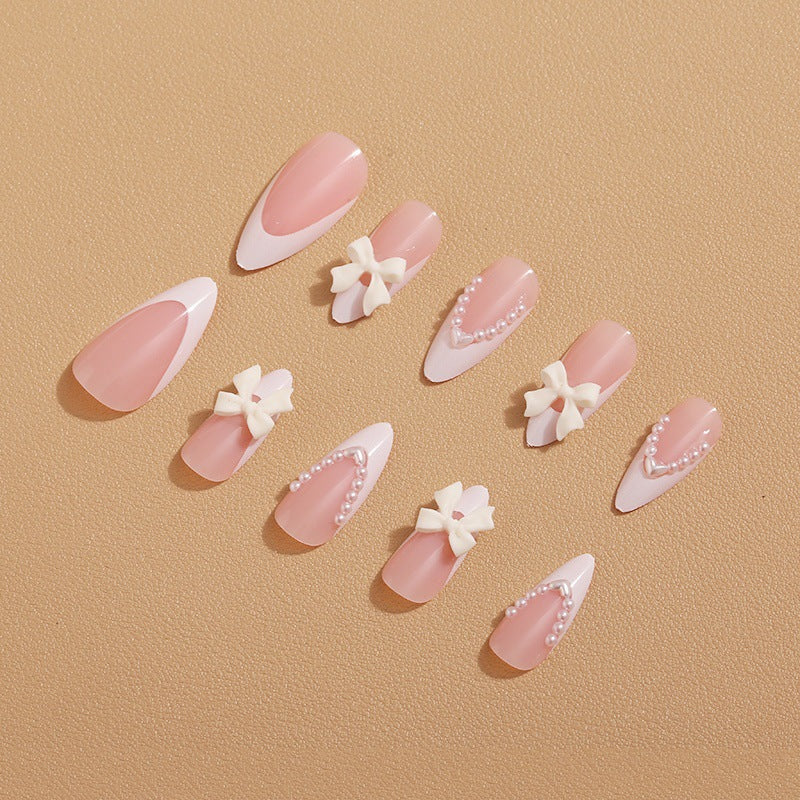 Artificial nail set with elegant bows and 3D decorations Bowlift