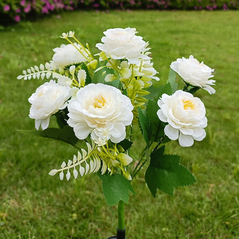 Solar-Powered Realistic Peony Garden Stake With Integrated Warm LED And Weatherproof Base Bowlift