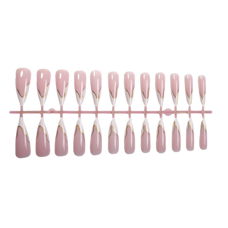 Premium Artistic Press-On Nail Set with Elegant Design Bowlift