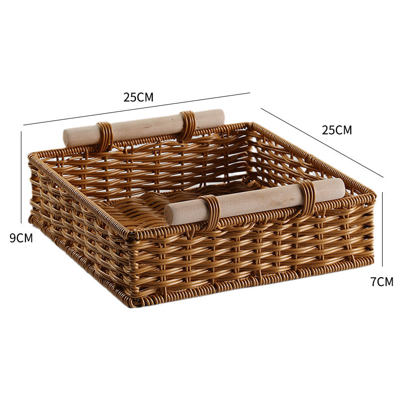 Unisex Practical Storage Basket with Wooden Handles Bowlift