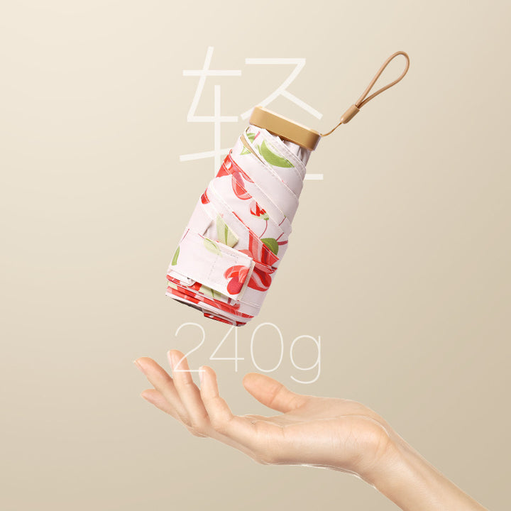 Women Foldable Umbrella with Fruity Design and Integrated Carry Bag Bowlift