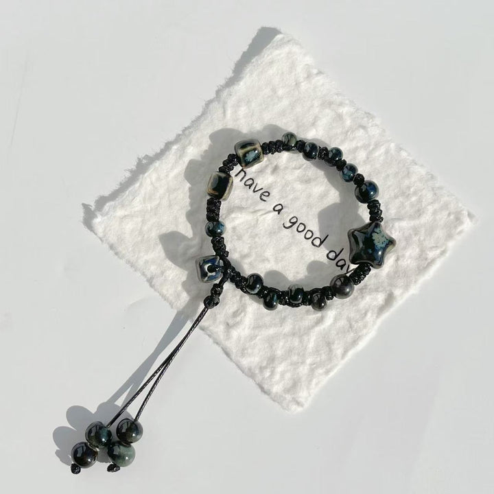 Adjustable Star and Bead Charm Bracelet Bowlift