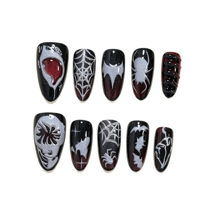 Halloween Nail Art Set with Spider Design and Gel Nails Bowlift