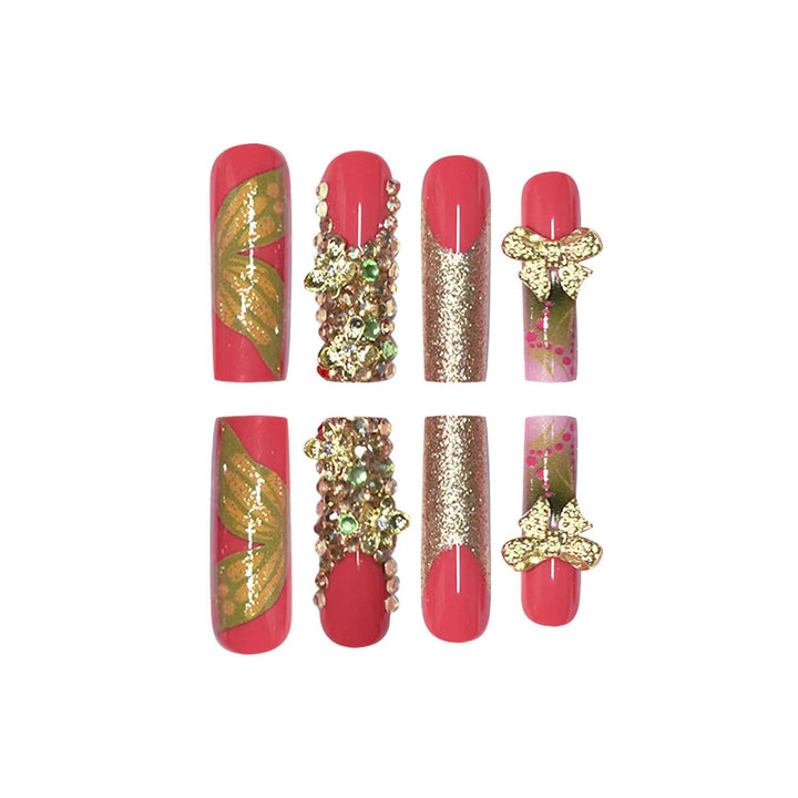 Artistic Floral Press-On Nail Set Bowlift