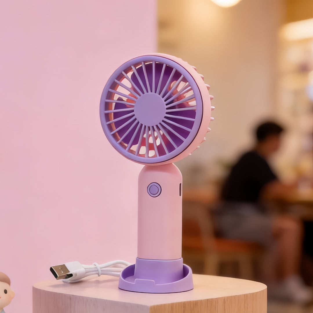 Women Portable USB Hand Fan with Flexibility Bowlift
