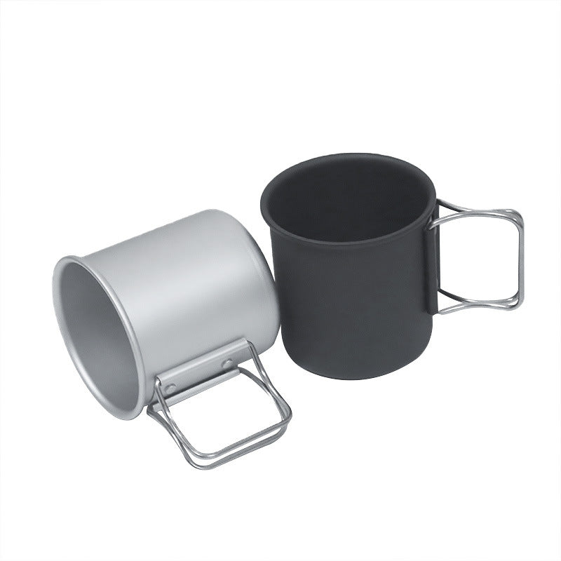 Lightweight titanium camping cup with foldable handle compact travel cup Bowlift
