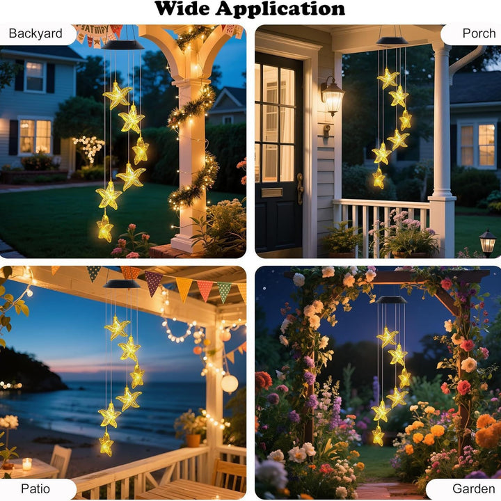 Decorative Solar LED Starfish Wind Chime Hanging Garden Light Bowlift