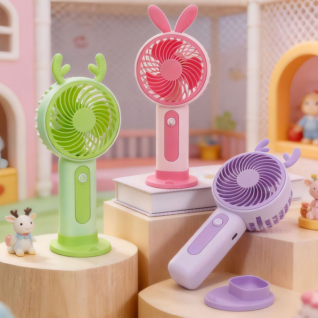 Women's Portable Hand Fan with Cute Ears Bowlift